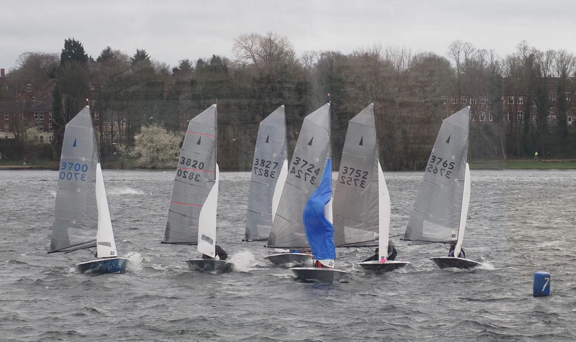 Close racing in Race 2 of the Merlin open at Midland Sailing Club - photo © Julian Harms